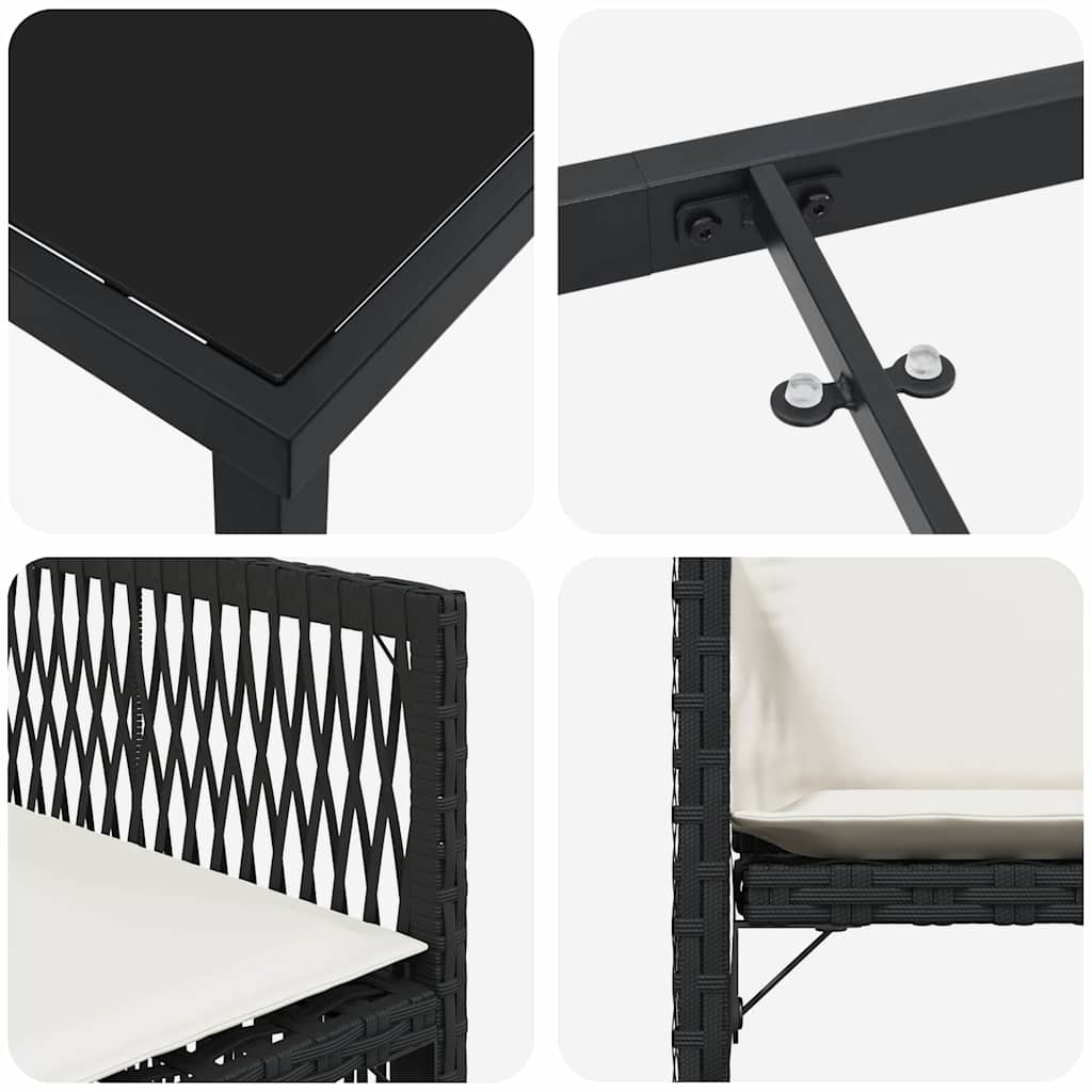 vidaXL Garden Dining Set 9 pcs Black Poly Rattan