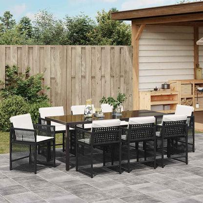 vidaXL Garden Dining Set 9 pcs Black Poly Rattan