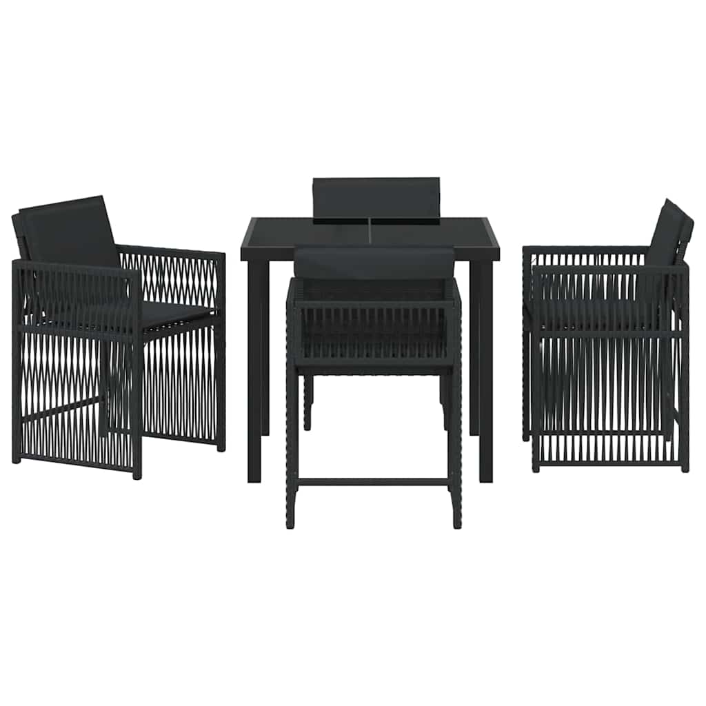 vidaXL Garden Dining Set 5 pcs Black Poly Rattan