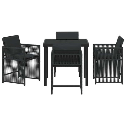 vidaXL Garden Dining Set 5 pcs Black Poly Rattan