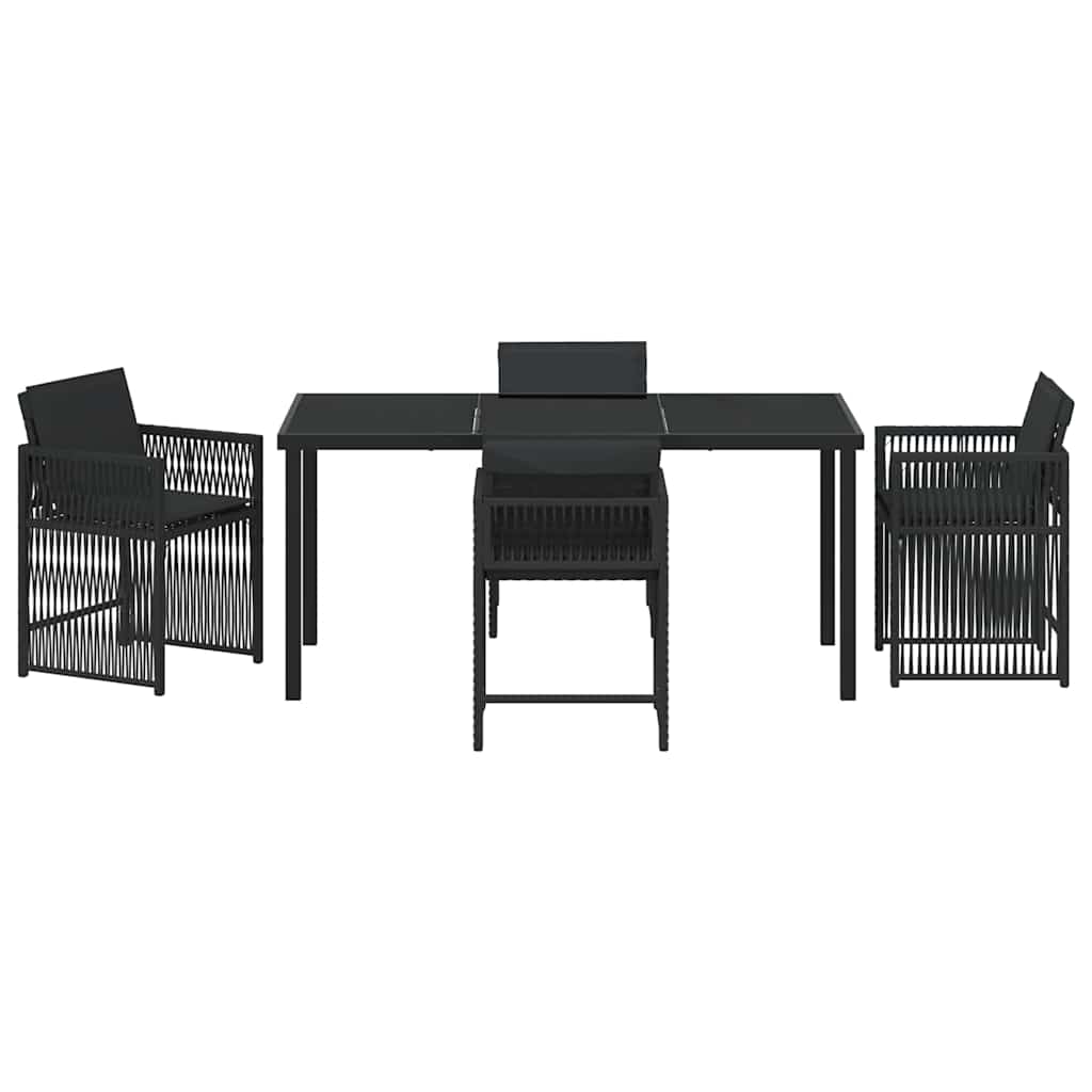 vidaXL Garden Dining Set 5 pcs Black Poly Rattan