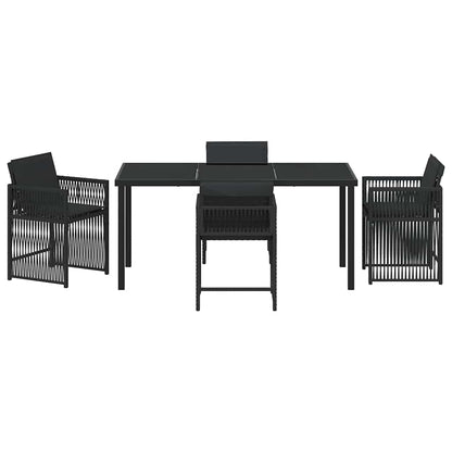 vidaXL Garden Dining Set 5 pcs Black Poly Rattan