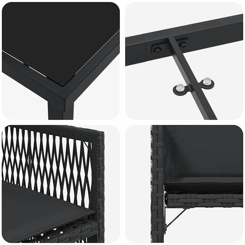 vidaXL Garden Dining Set 9 pcs Black Poly Rattan