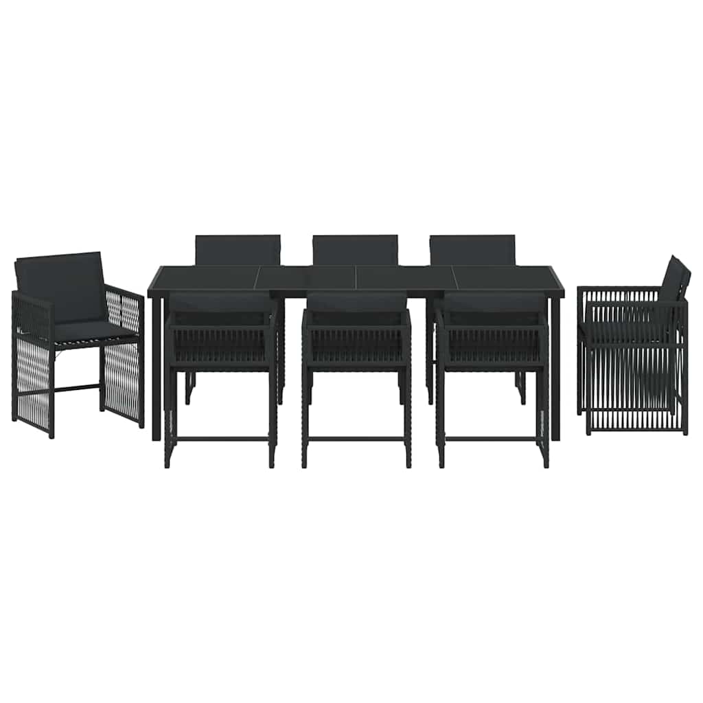vidaXL Garden Dining Set 9 pcs Black Poly Rattan