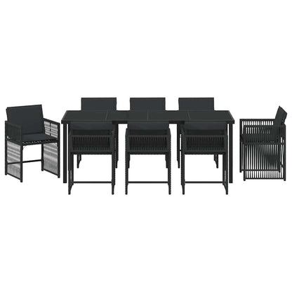 vidaXL Garden Dining Set 9 pcs Black Poly Rattan