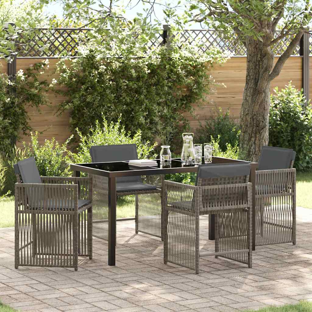 vidaXL Garden Dining Set 5 pcs Grey Poly Rattan