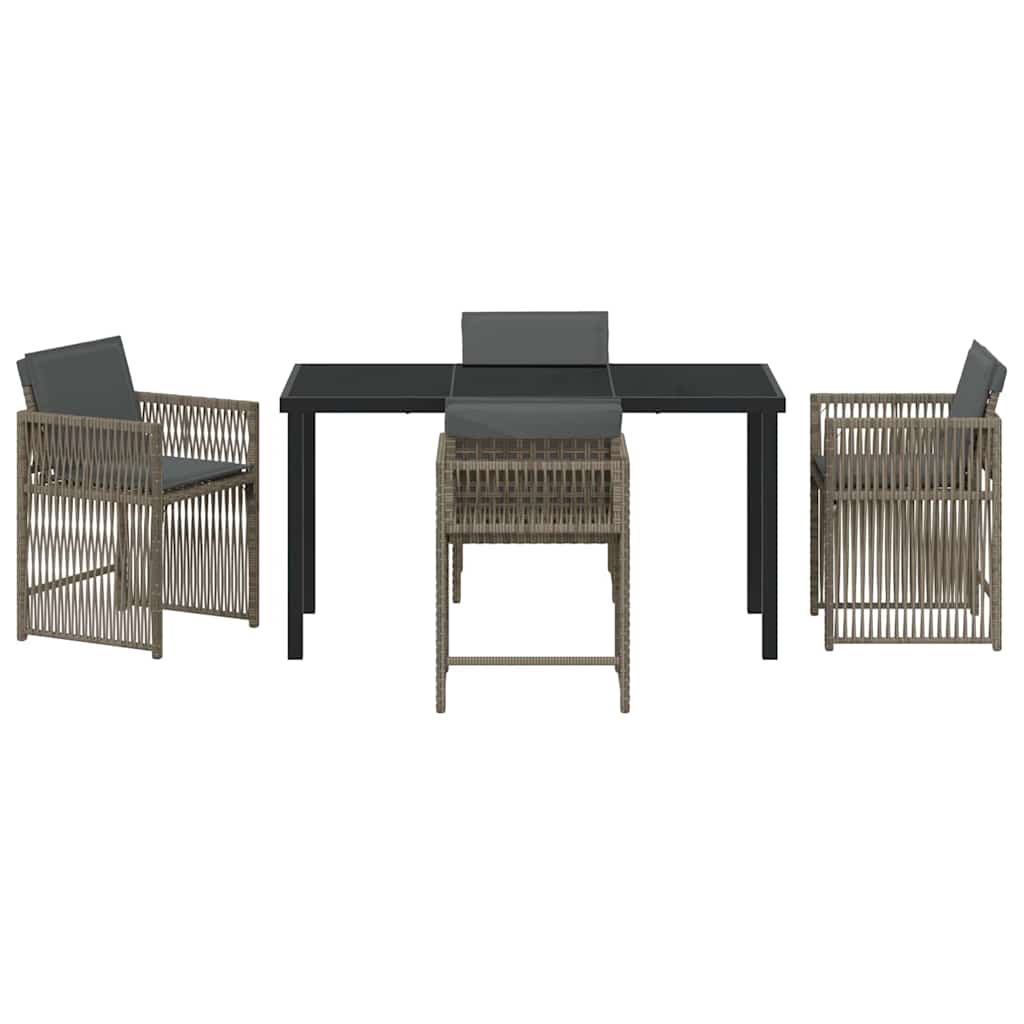 vidaXL Garden Dining Set 5 pcs Grey Poly Rattan
