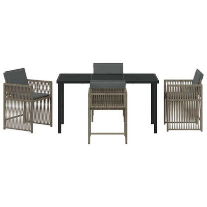 vidaXL Garden Dining Set 5 pcs Grey Poly Rattan