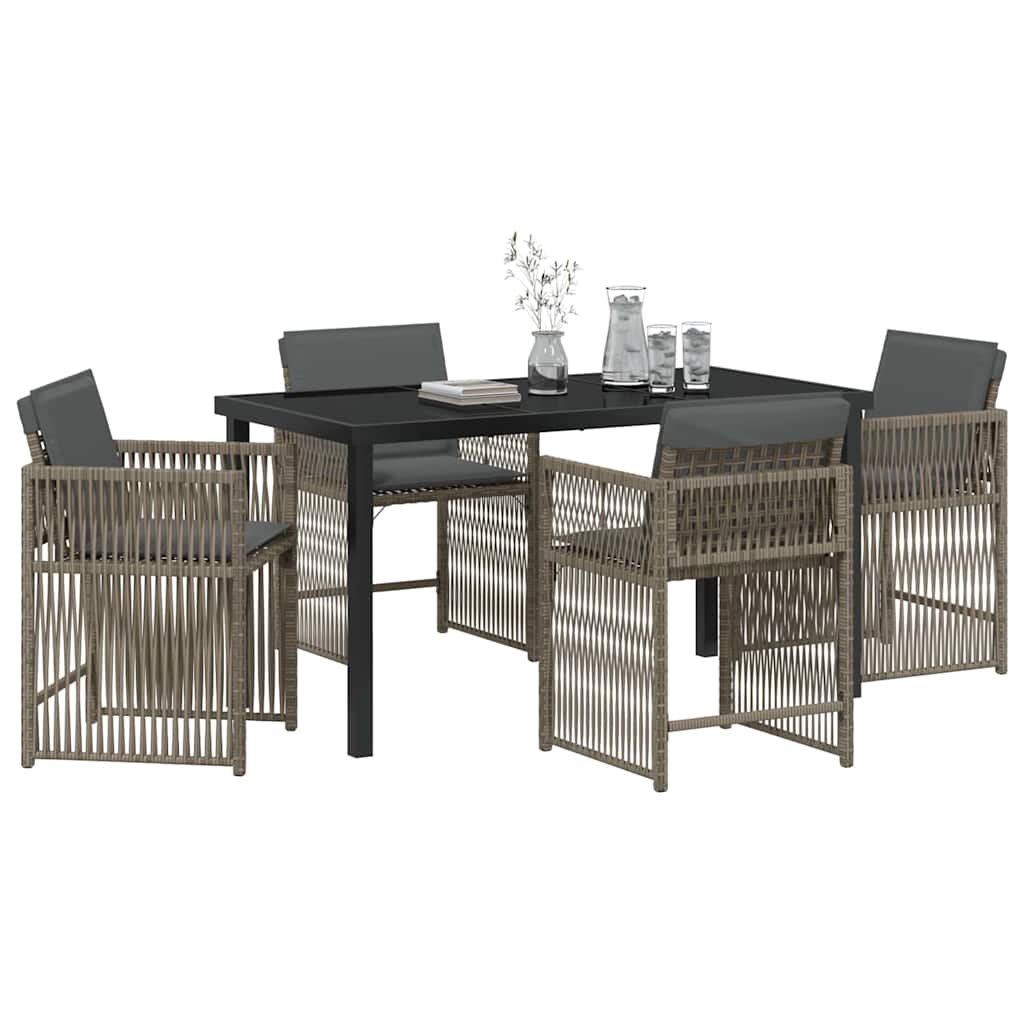 vidaXL Garden Dining Set 5 pcs Grey Poly Rattan