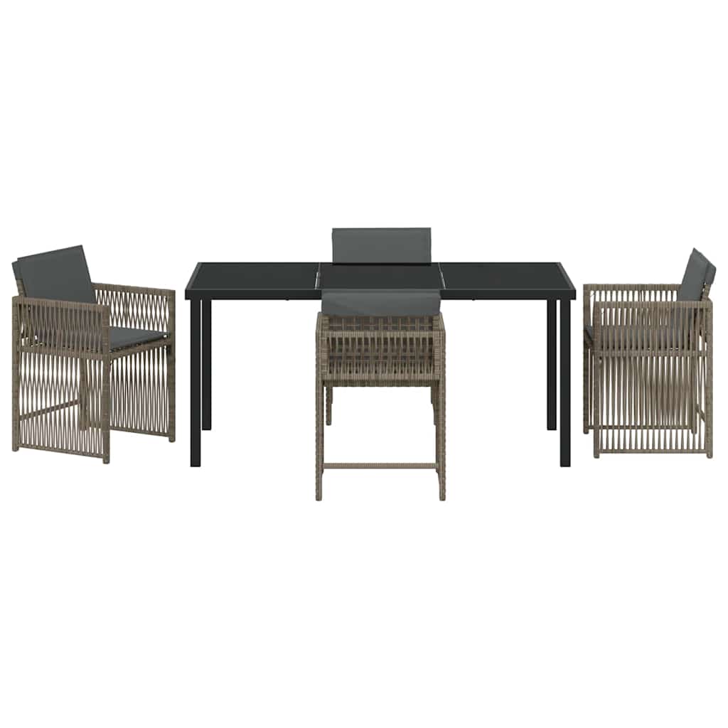 vidaXL Garden Dining Set 5 pcs Grey Poly Rattan