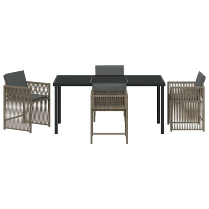 vidaXL Garden Dining Set 5 pcs Grey Poly Rattan