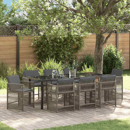 vidaXL Garden Dining Set 9 pcs Grey Poly Rattan