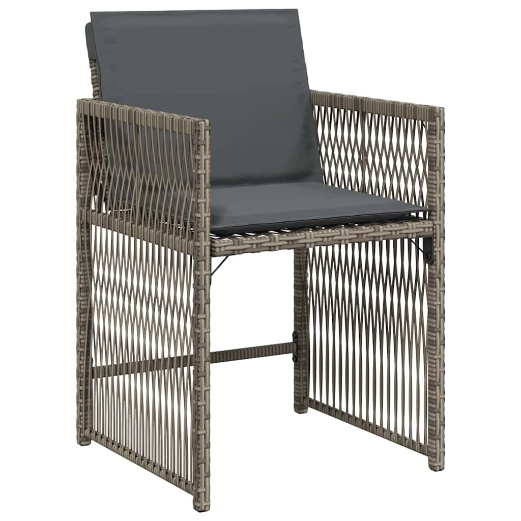 vidaXL Garden Dining Set 9 pcs Grey Poly Rattan