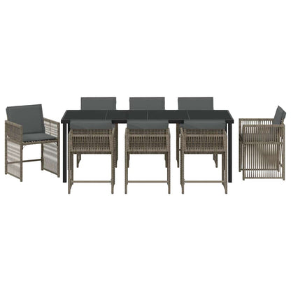 vidaXL Garden Dining Set 9 pcs Grey Poly Rattan