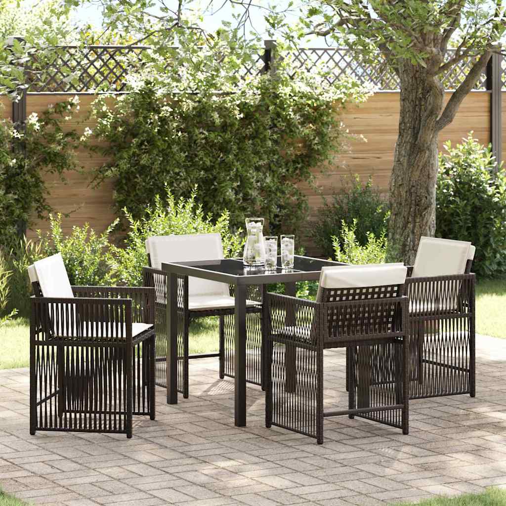 vidaXL Garden Dining Set 5 pcs Brown Poly Rattan