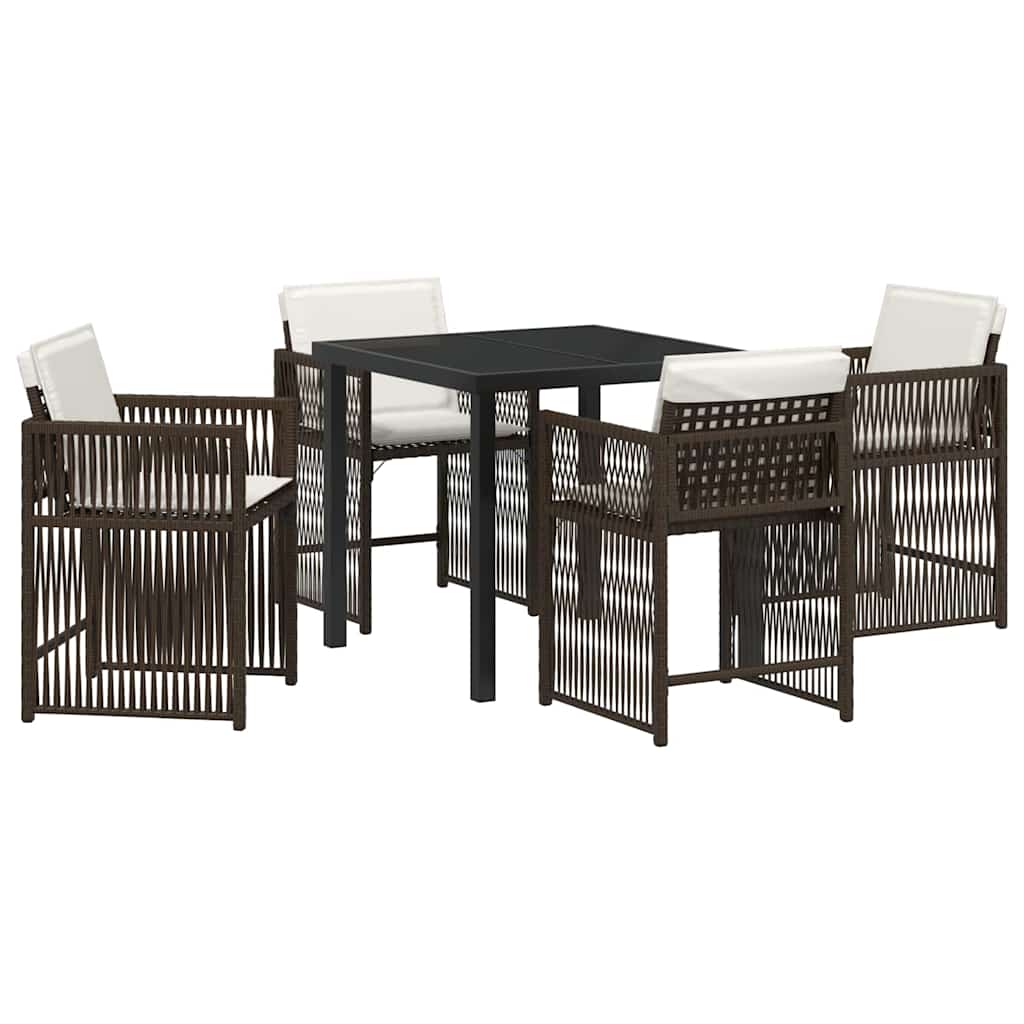 vidaXL Garden Dining Set 5 pcs Brown Poly Rattan
