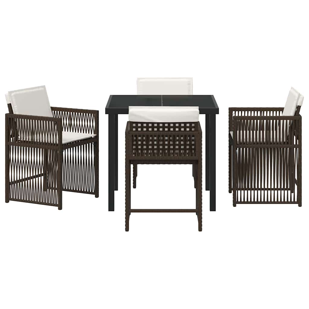 vidaXL Garden Dining Set 5 pcs Brown Poly Rattan
