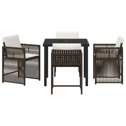 vidaXL Garden Dining Set 5 pcs Brown Poly Rattan
