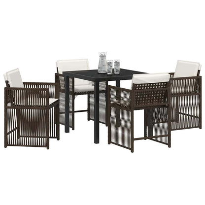 vidaXL Garden Dining Set 5 pcs Brown Poly Rattan