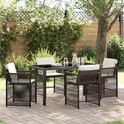 vidaXL Garden Dining Set 5 pcs Brown Poly Rattan
