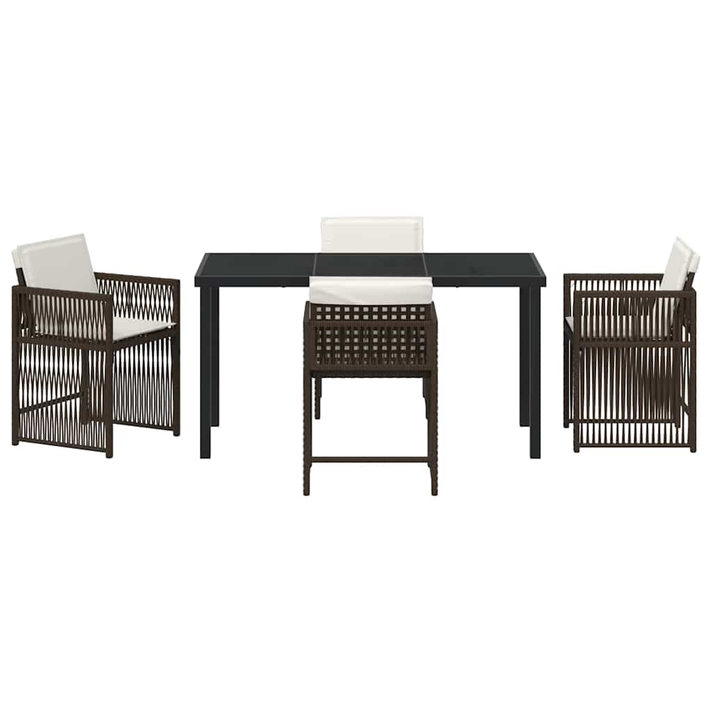 vidaXL Garden Dining Set 5 pcs Brown Poly Rattan