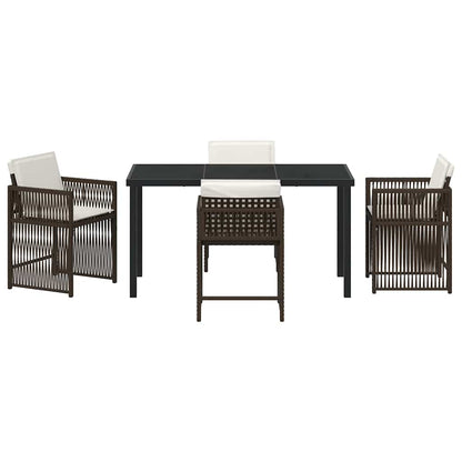 vidaXL Garden Dining Set 5 pcs Brown Poly Rattan
