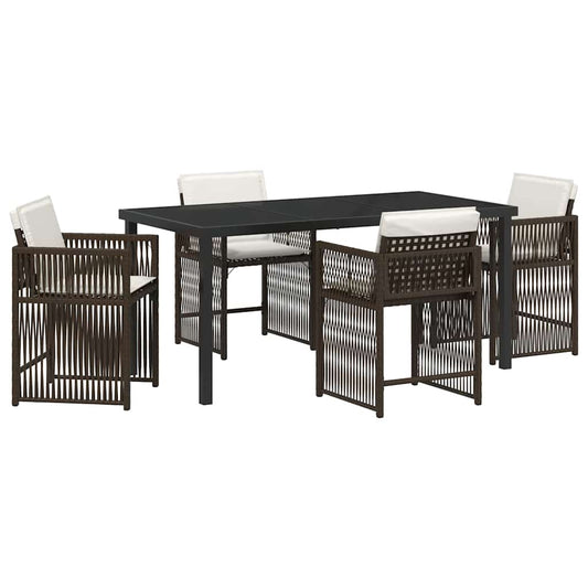 vidaXL Garden Dining Set 5 pcs Brown Poly Rattan