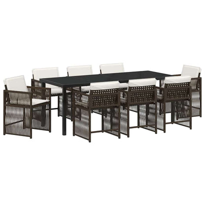 vidaXL Garden Dining Set 9 pcs Brown Poly Rattan