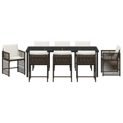 vidaXL Garden Dining Set 9 pcs Brown Poly Rattan