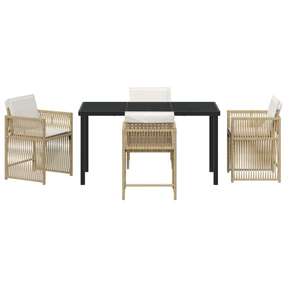 vidaXL Garden Dining Set 5 pcs Beige Poly Rattan