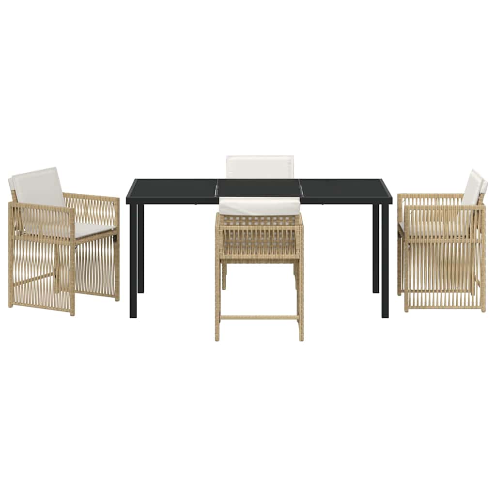 vidaXL Garden Dining Set 5 pcs Beige Poly Rattan