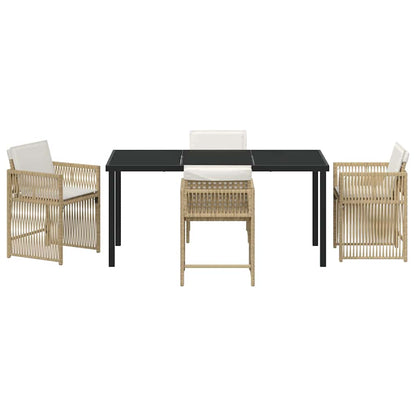 vidaXL Garden Dining Set 5 pcs Beige Poly Rattan