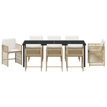 vidaXL Garden Dining Set 9 pcs Beige Poly Rattan
