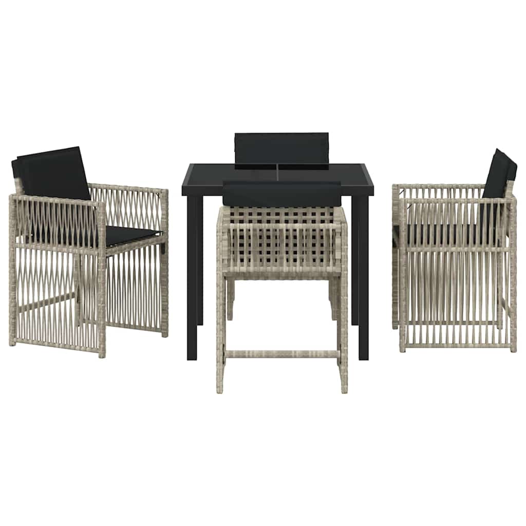 vidaXL Garden Dining Set 5 pcs Light Grey Poly Rattan