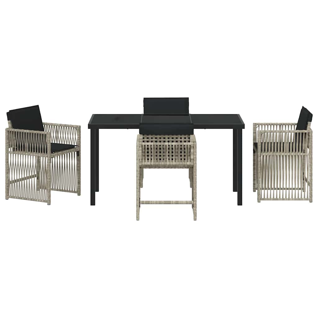 vidaXL Garden Dining Set 5 pcs Light Grey Poly Rattan