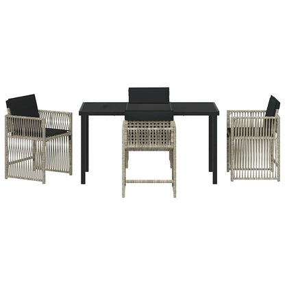 vidaXL Garden Dining Set 5 pcs Light Grey Poly Rattan