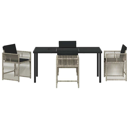vidaXL Garden Dining Set 5 pcs Light Grey Poly Rattan