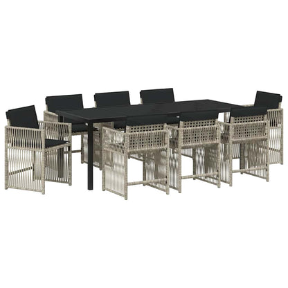 vidaXL Garden Dining Set 9 pcs Light Grey Poly Rattan
