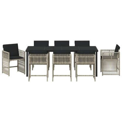 vidaXL Garden Dining Set 9 pcs Light Grey Poly Rattan
