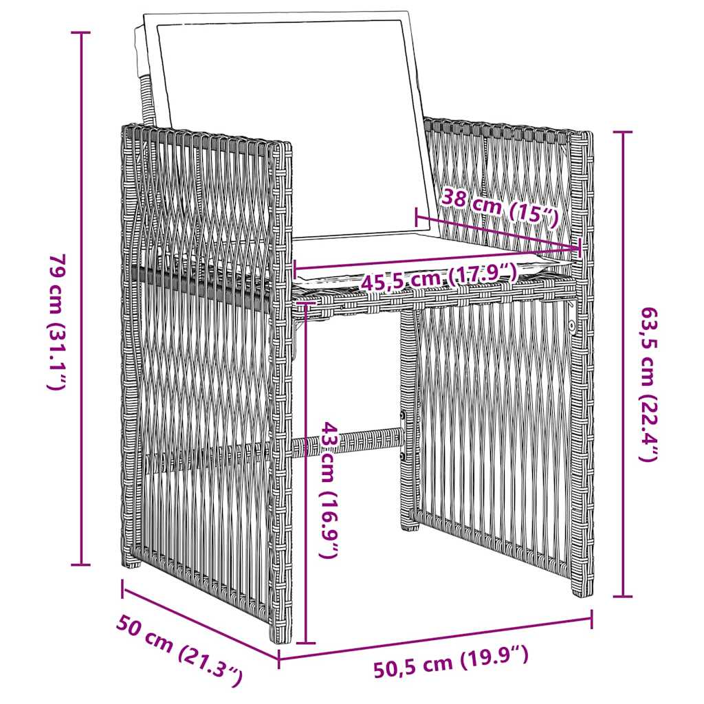 vidaXL Garden Dining Set 9 pcs Light Grey Poly Rattan