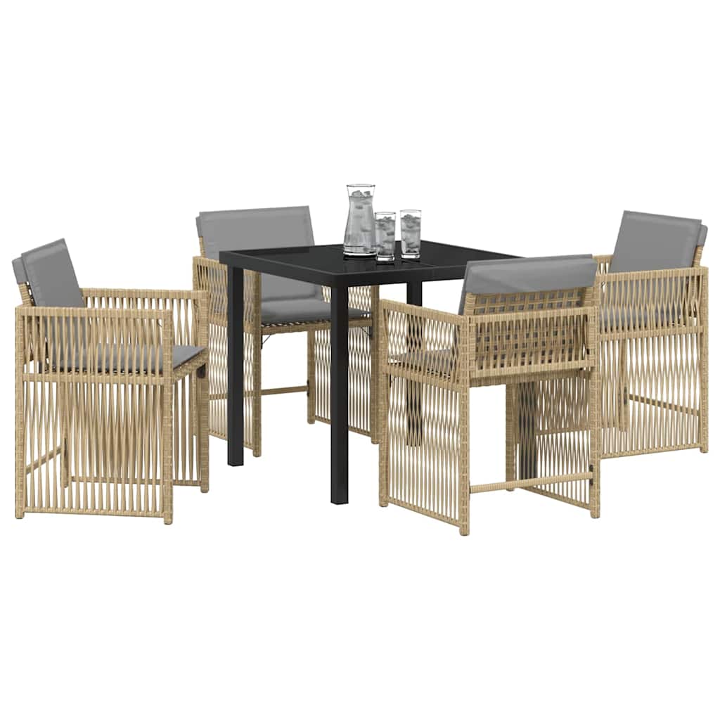 vidaXL Garden Dining Set 5 pcs Beige Poly Rattan