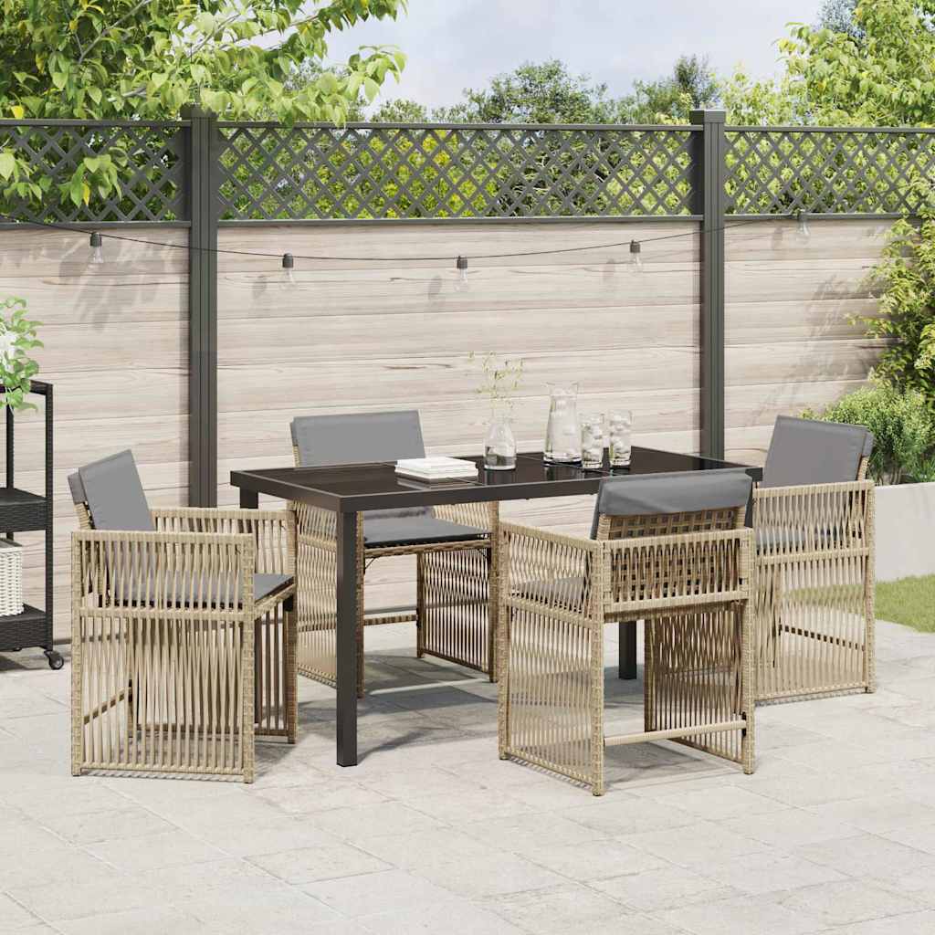 vidaXL Garden Dining Set 5 pcs Beige Poly Rattan