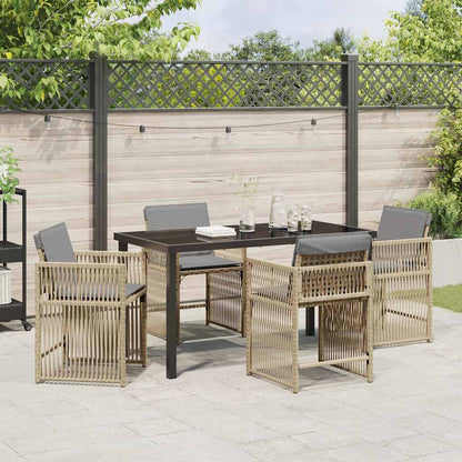 vidaXL Garden Dining Set 5 pcs Beige Poly Rattan