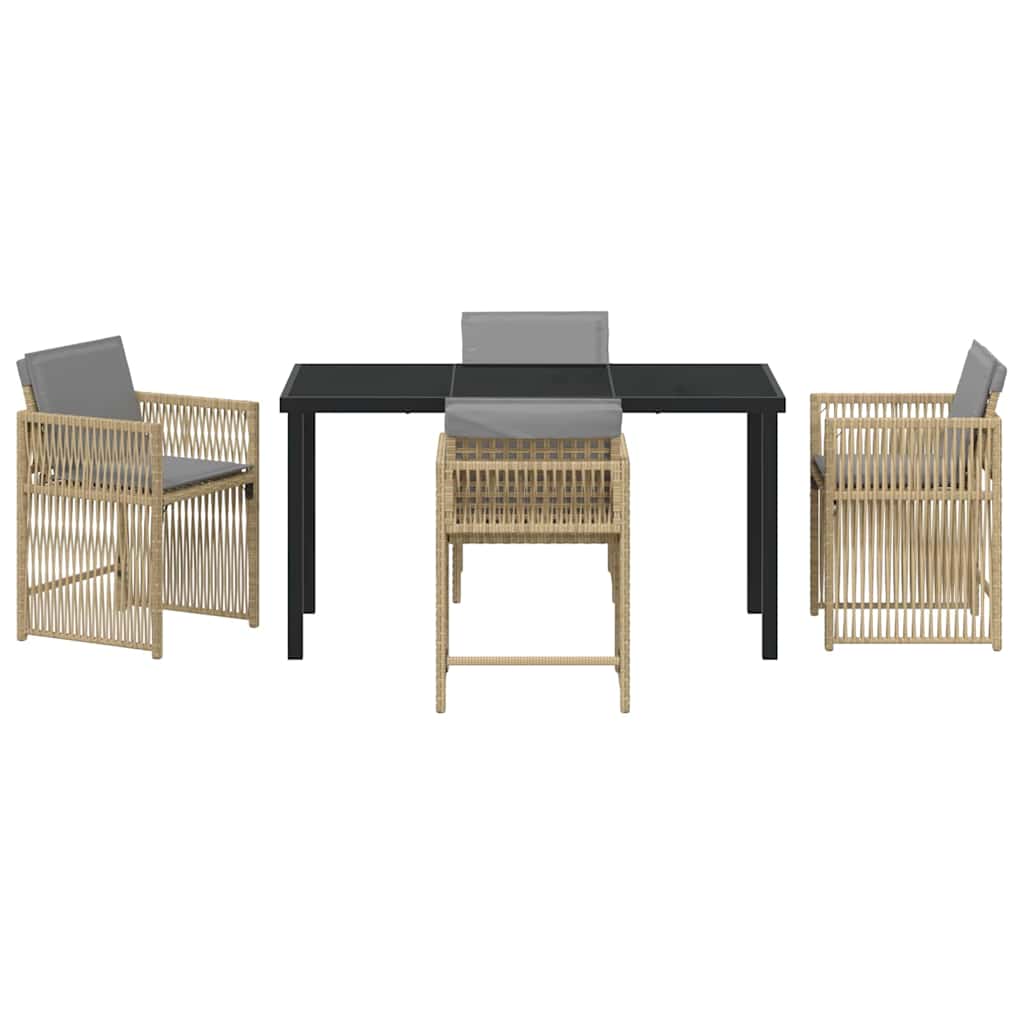 vidaXL Garden Dining Set 5 pcs Beige Poly Rattan