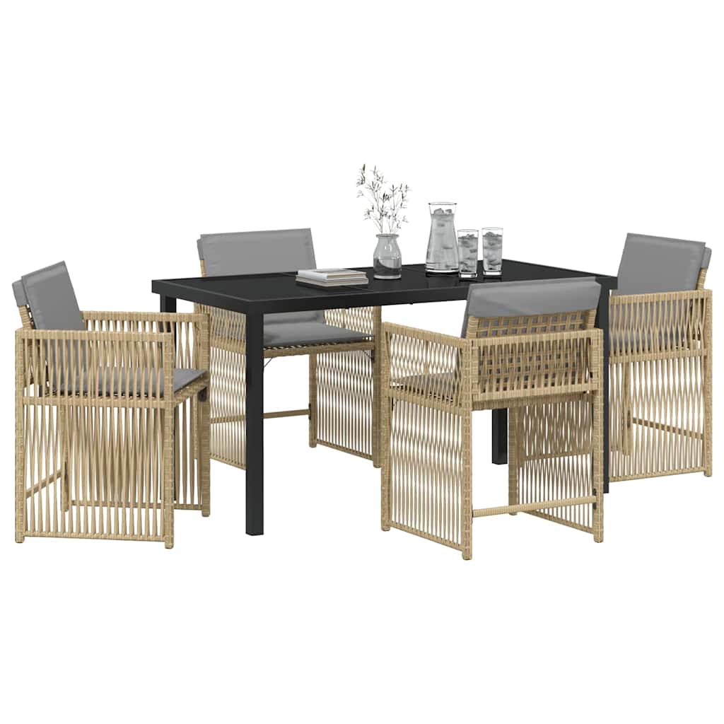 vidaXL Garden Dining Set 5 pcs Beige Poly Rattan