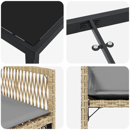 vidaXL Garden Dining Set 5 pcs Beige Poly Rattan