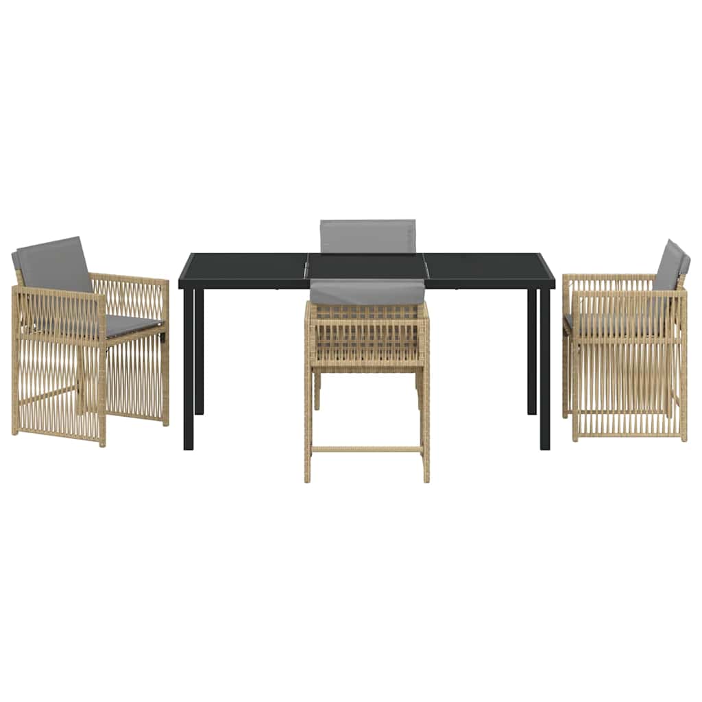 vidaXL Garden Dining Set 5 pcs Beige Poly Rattan