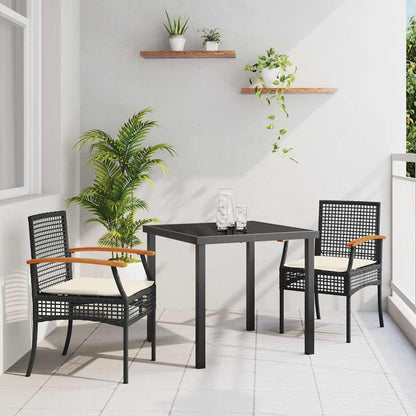 vidaXL Garden Dining Set 3 pcs Black Poly Rattan