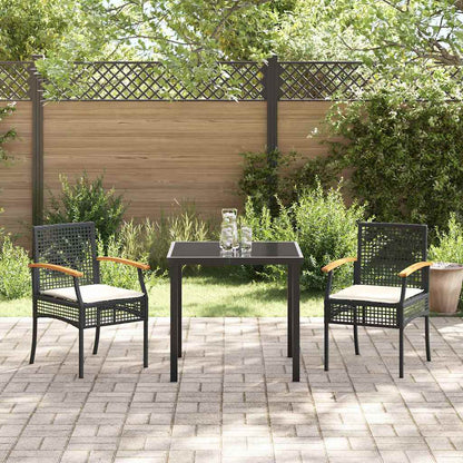 vidaXL Garden Dining Set 3 pcs Black Poly Rattan