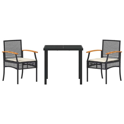 vidaXL Garden Dining Set 3 pcs Black Poly Rattan